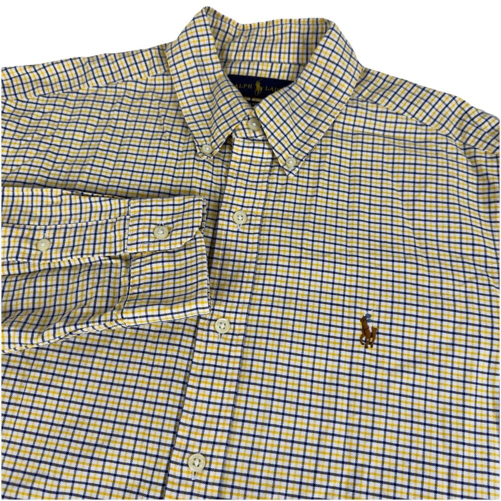 Ralph Lauren Oxford Mens M Classic Fit Long Sleeve Button Down Shirt Tattersall